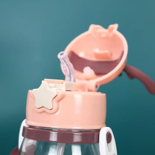 Kids cartoon drinking bottle with straw