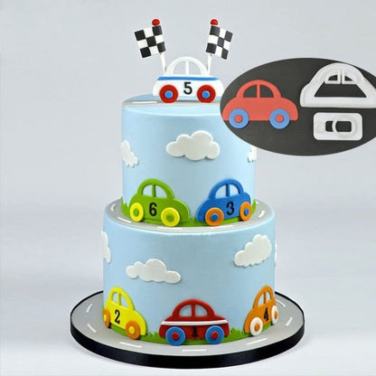 2pcs car transportation fondant cake