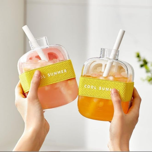 Ice Cube Tray Water Bottle with Lid and Bin