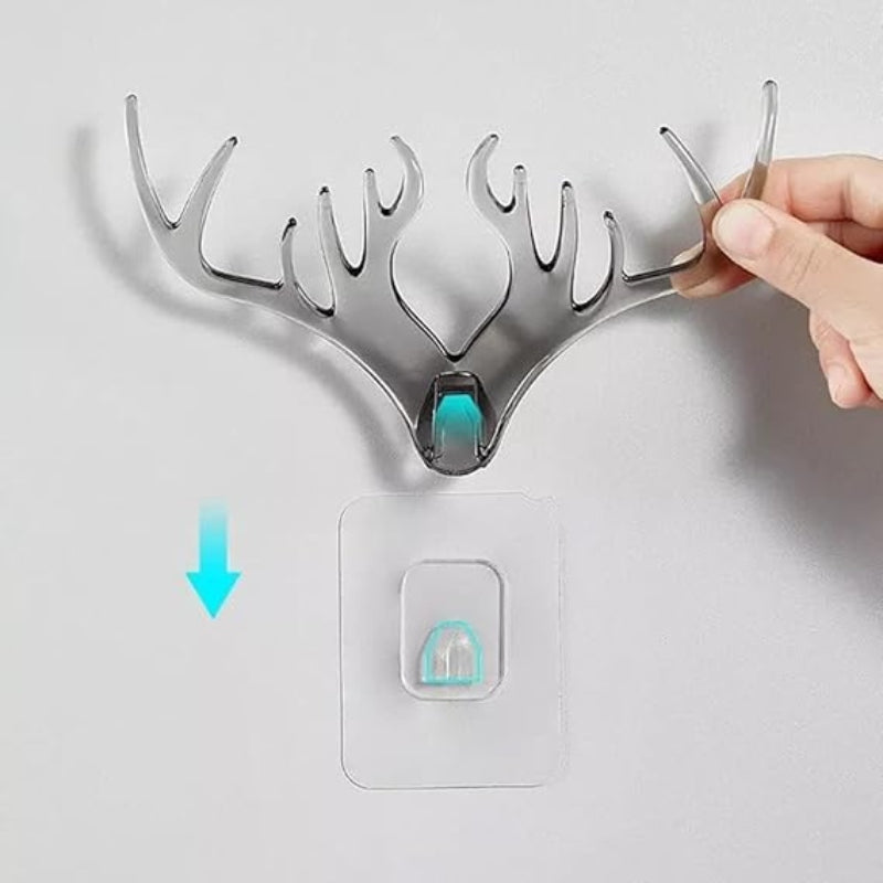 Deer head horn shaped key holder sticker wall