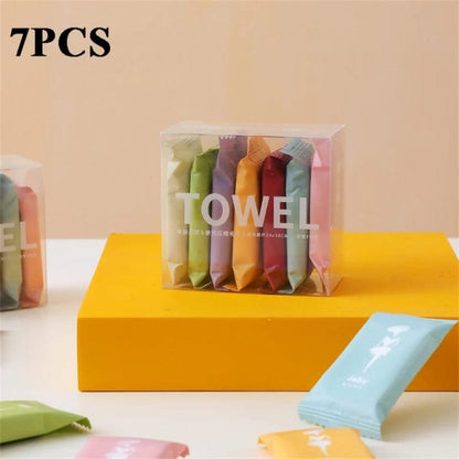 7 pcs portable washable reusable compressed towel tablets