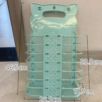 Foldable bathroom laundry basket wall mounted
