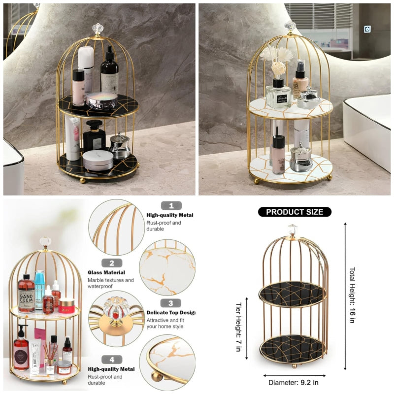 2 Tier Golden Vanity Cage