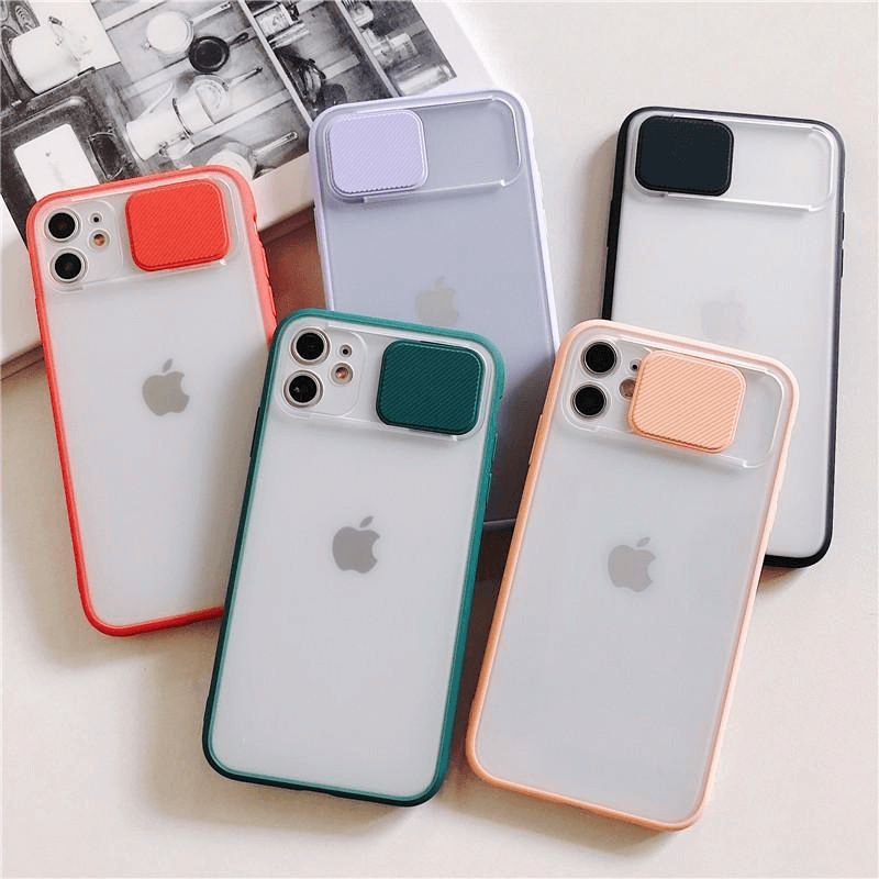 New thin slide camera lens protection phone case for iphone