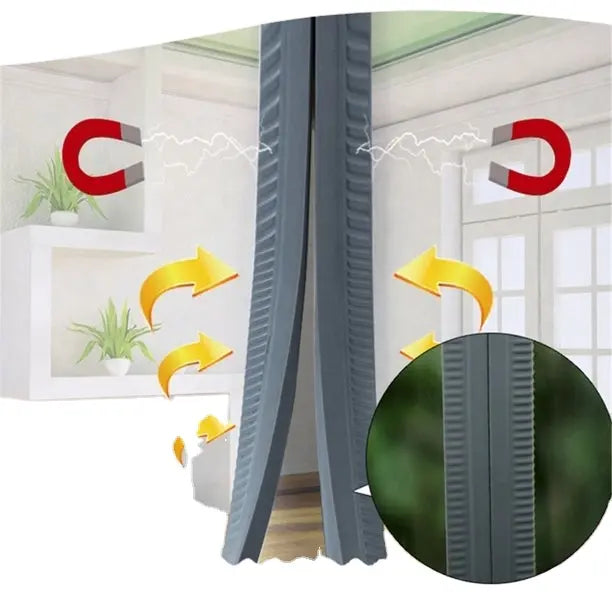 2 PCs AC Cooling Door Curtain, (1 Meter*2 Meter)Air Tight Cooling Proof, Windproof, sound proof, dustproof, Magnetic Self-Adhesive PVC Transparent Soft Curtain