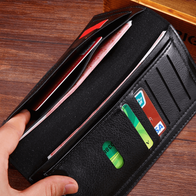 Luxury men utra-thin long wallet woven pattern