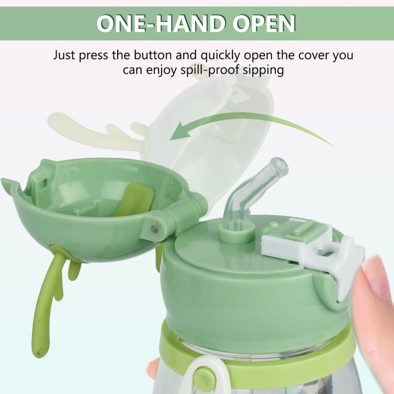 Kids cartoon drinking bottle with straw