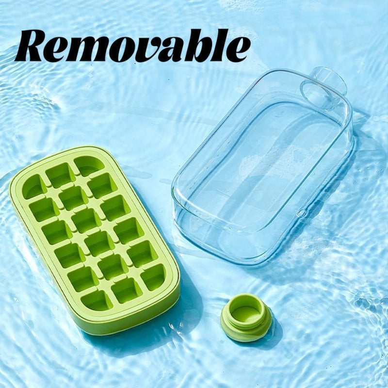 Ice Cube Tray Water Bottle with Lid and Bin