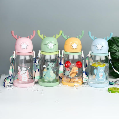 Kids cartoon drinking bottle with straw