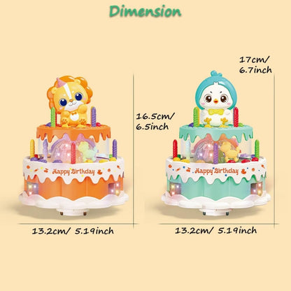 BATTERY OPERATED ROTATION CAKE WITH LIGHT SOUNDS.