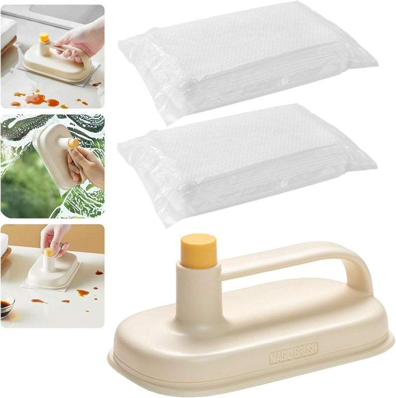 Brush with 100 disposable cleaning microfibre cloth paper kit