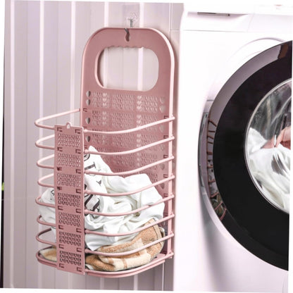 Foldable bathroom laundry basket wall mounted