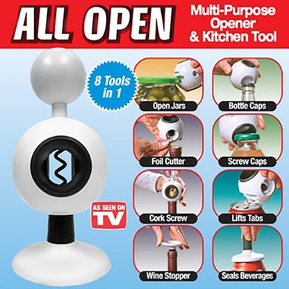 Open 8 in 1 White Multi-purpose Opener and Kitchen Tool