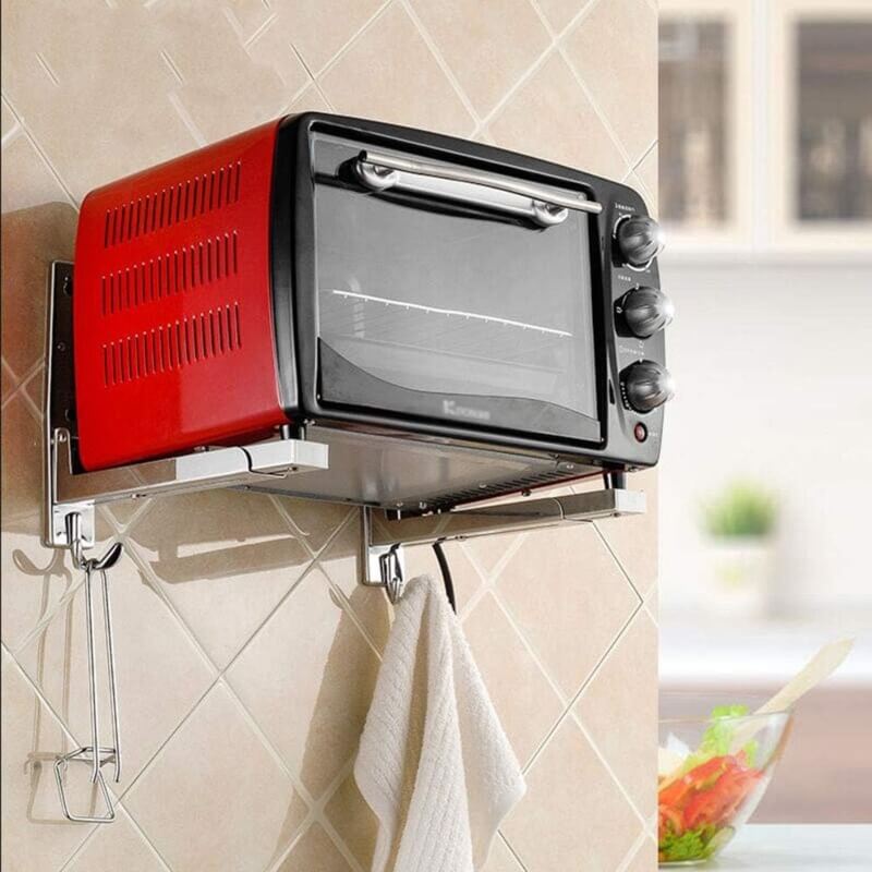 Foldable wall mounted stainless steel frame microwave oven