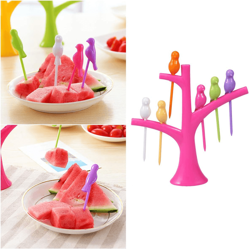 6pcs bird tree fruit forks