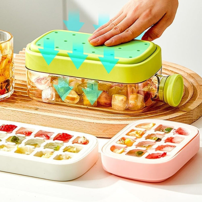 Ice Cube Tray Water Bottle with Lid and Bin