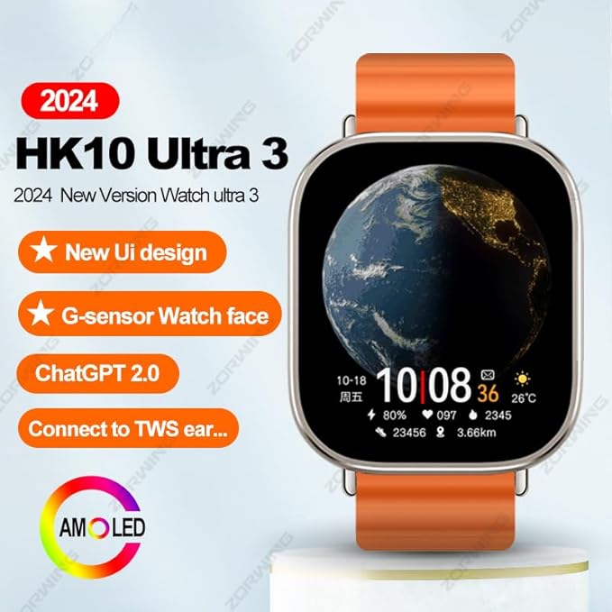HK10 ULTRA 3 2.02 AMOLED DISPLAY G-SENSOR AI FEATURES