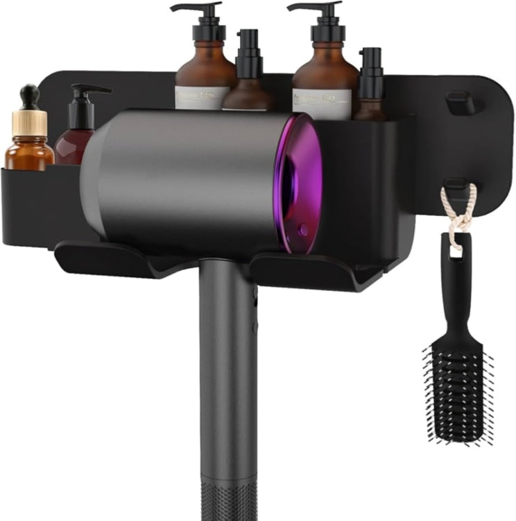 Multifunctional punch free wall mounted hair dryer storage holder