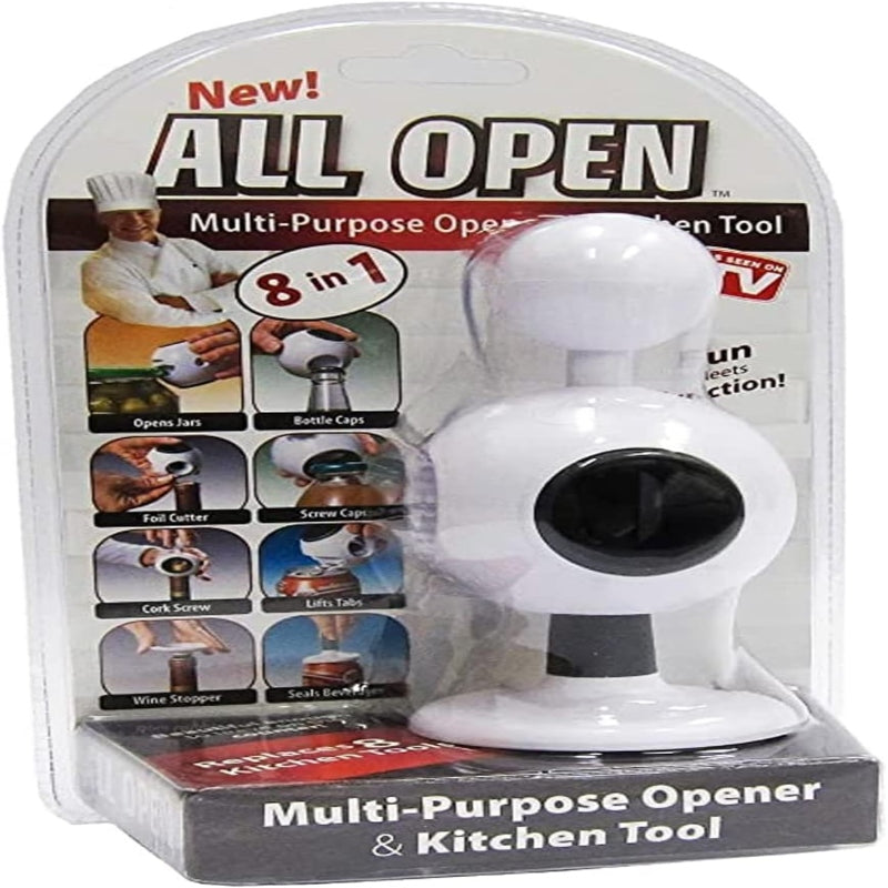 Open 8 in 1 White Multi-purpose Opener and Kitchen Tool