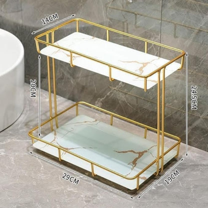 2 Tier Rectangular Golden Vanity Stand