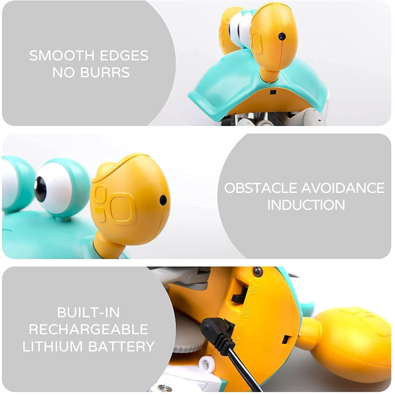 BATTERY OPERATED CUTE SENSOR CRAB WITH LIGHT SOUNDS