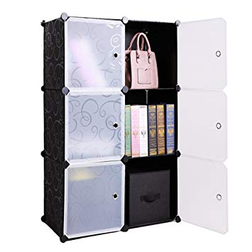 White Black Wardrobe Organizer Rack For Kids - 6 Cubes