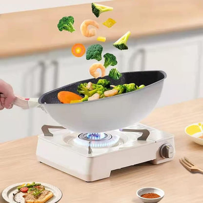 Non stick korean octagonal shape skillet with lid & wood handle