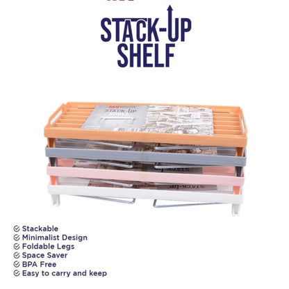 Pack Of 2 Stack Up Shelf Space Saver Plastic Racks