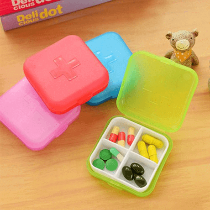 4 compartment lid tablet pill box