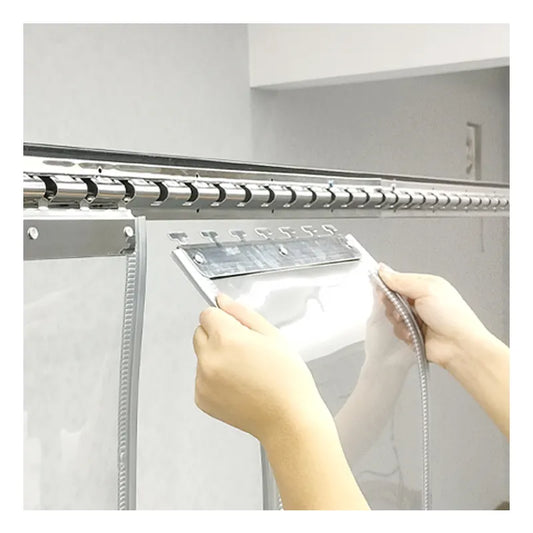 2 PCs AC Cooling Door Curtain, (1 Meter*2 Meter)Air Tight Cooling Proof, Windproof, sound proof, dustproof, Magnetic Self-Adhesive PVC Transparent Soft Curtain