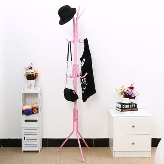Stainless steel clothes and handbag rack-pink