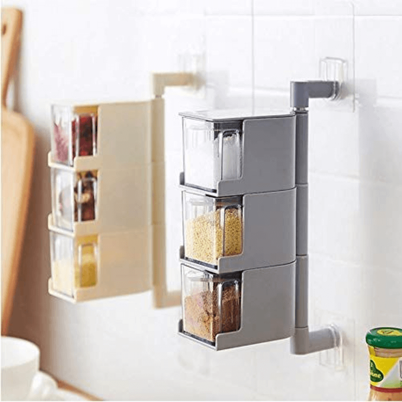 Punch-free wall-mounted spice rack 3 layer