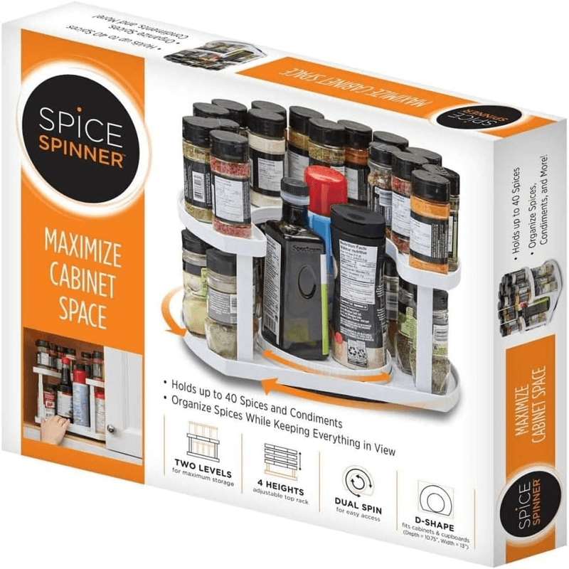 Spice spinner two-tiered spice organizer