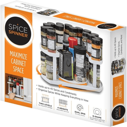 Spice spinner two-tiered spice organizer