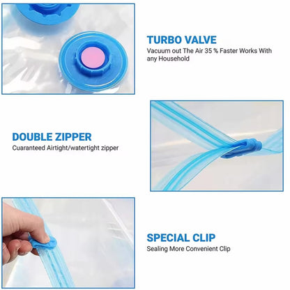 Vacuum storage bags with hand pump