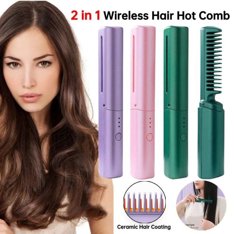 Wireless professional hair straightener curler