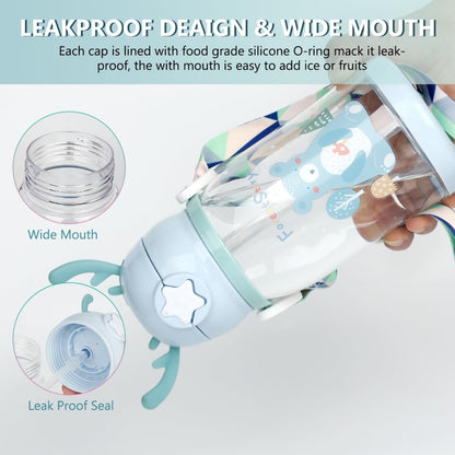 Kids cartoon drinking bottle with straw