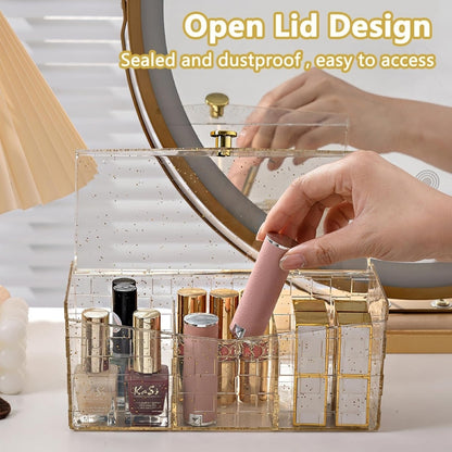 Dustproof 3 Partition Cotton Bud and Lipstick Organizer