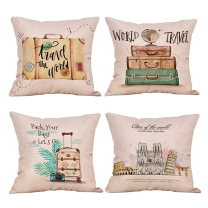 Cushion cover travel theme