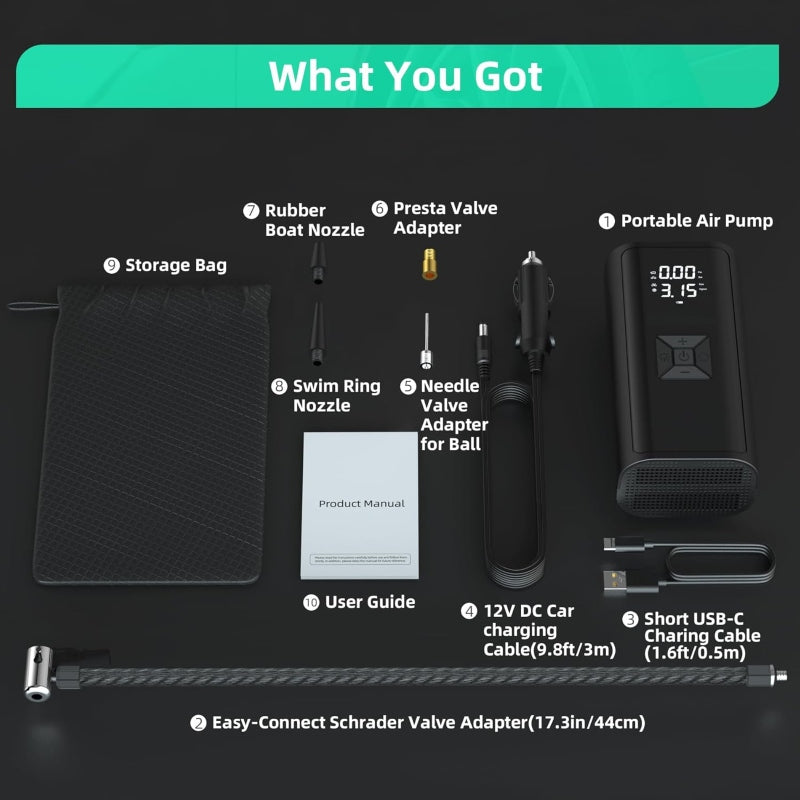 2in1 wireless car air compressor Mini Bike Electric Air Pump