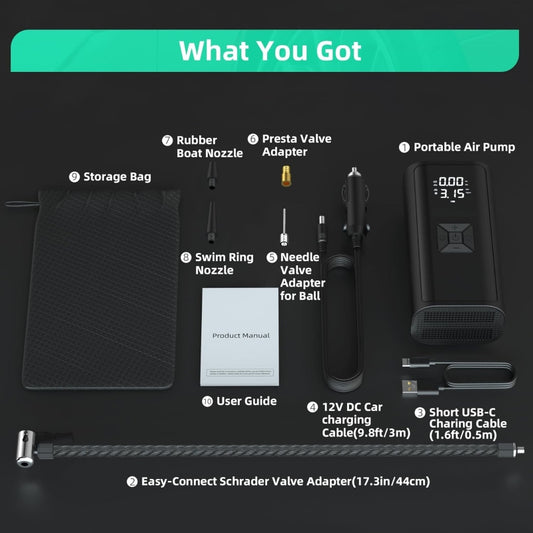 2in1 wireless car air compressor Mini Bike Electric Air Pump