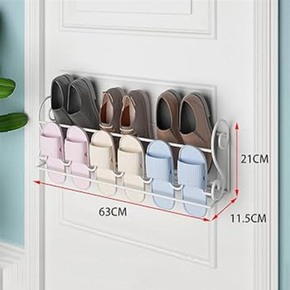 Adjustable space saving wall rack for slippers