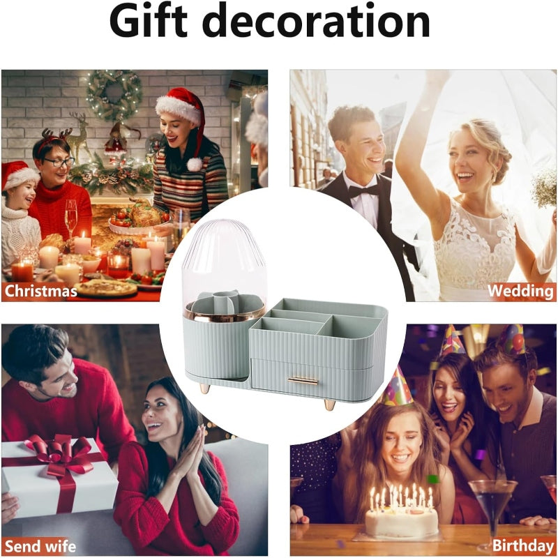 Rotating Brush with Cosmetic Organizer