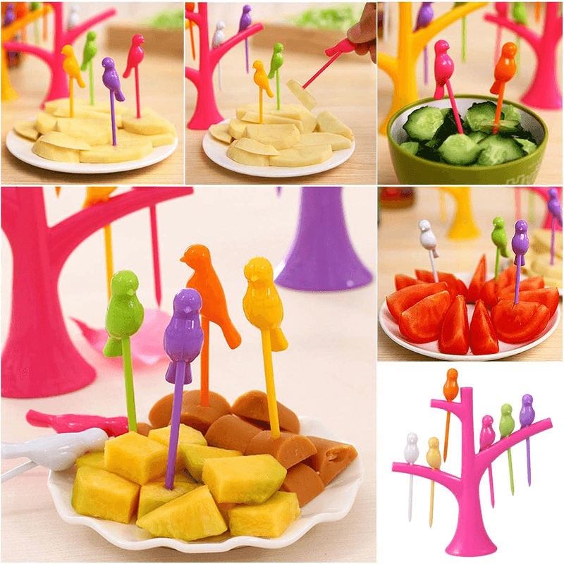 6pcs bird tree fruit forks