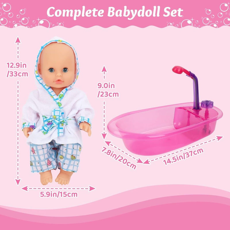 Baby bath tub doll with water rotation option
