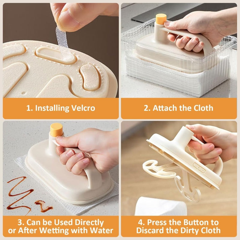 Brush with 100 disposable cleaning microfibre cloth paper kit