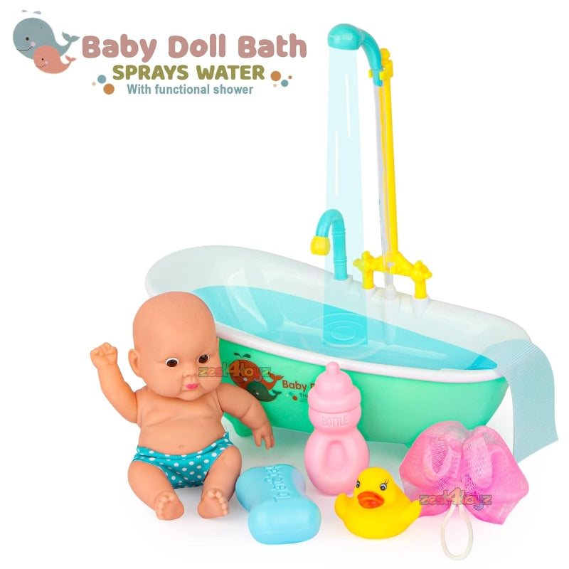 Baby bath tub doll with water rotation option