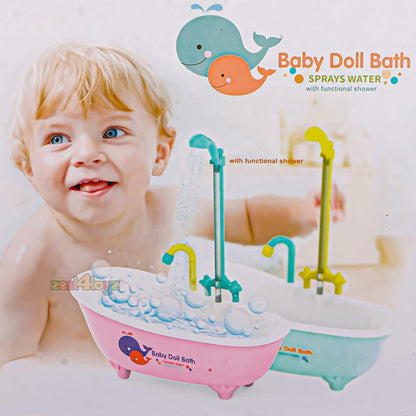 Baby bath tub doll with water rotation option