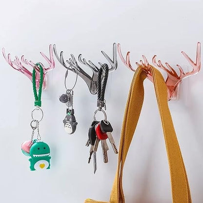 Deer head horn shaped key holder sticker wall