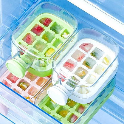 Ice Cube Tray Water Bottle with Lid and Bin